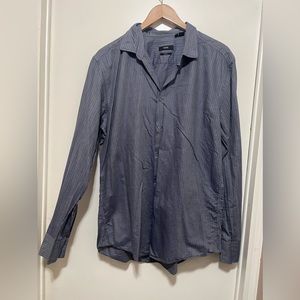 Hugo Boss Button Front Shirt Large Men's Purple Striped Long Sleeve 44.